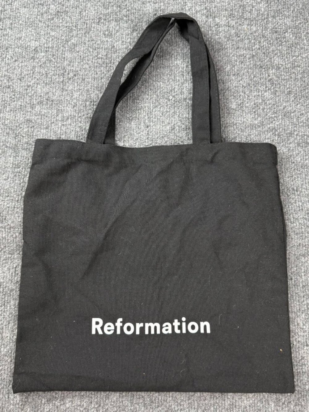 Reformation Black Canvas Tote Bag Spellout Logo Reusable Shopper 14"x15"